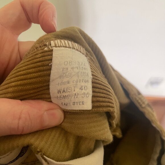 VTG 90s Polo Ralph Lauren Corduroy Pants Mens Pleated 40x30 Tan Andrew USA A5 - Picture 8 of 9